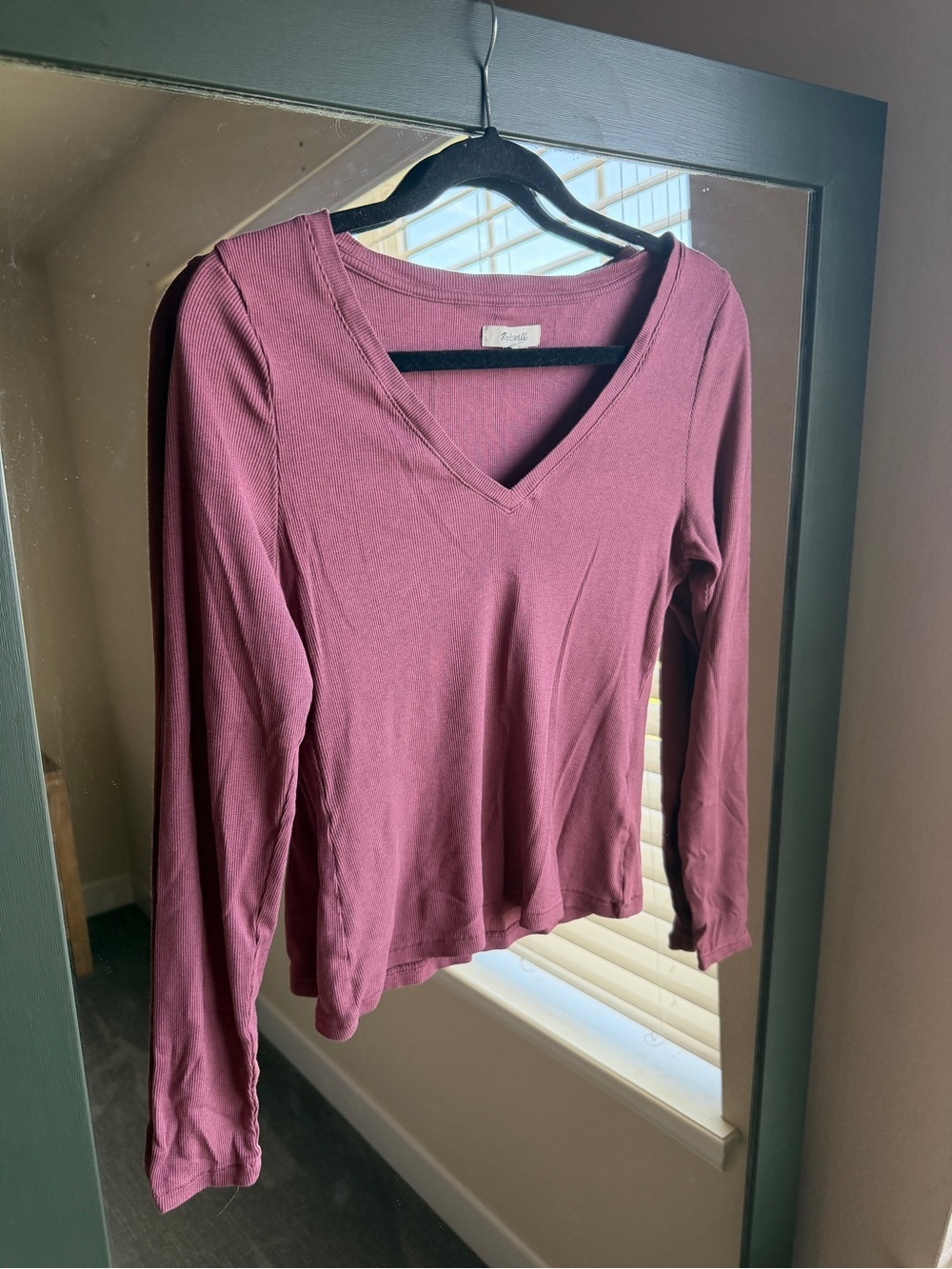 Madewell Brightside Finerib V-Neck Long-Sleeve Tee